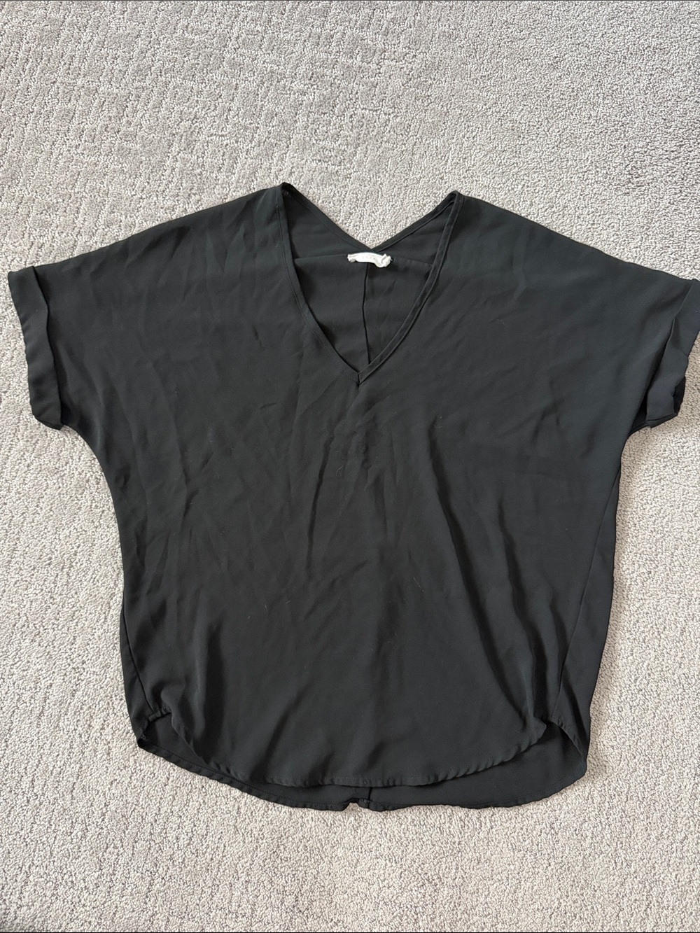 Lush Black V-Neck Short Sleeve Dolman Blouse